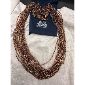 Beaded Necklace Mark Zunino For Nolan Miller Brown Tones Signed 34"